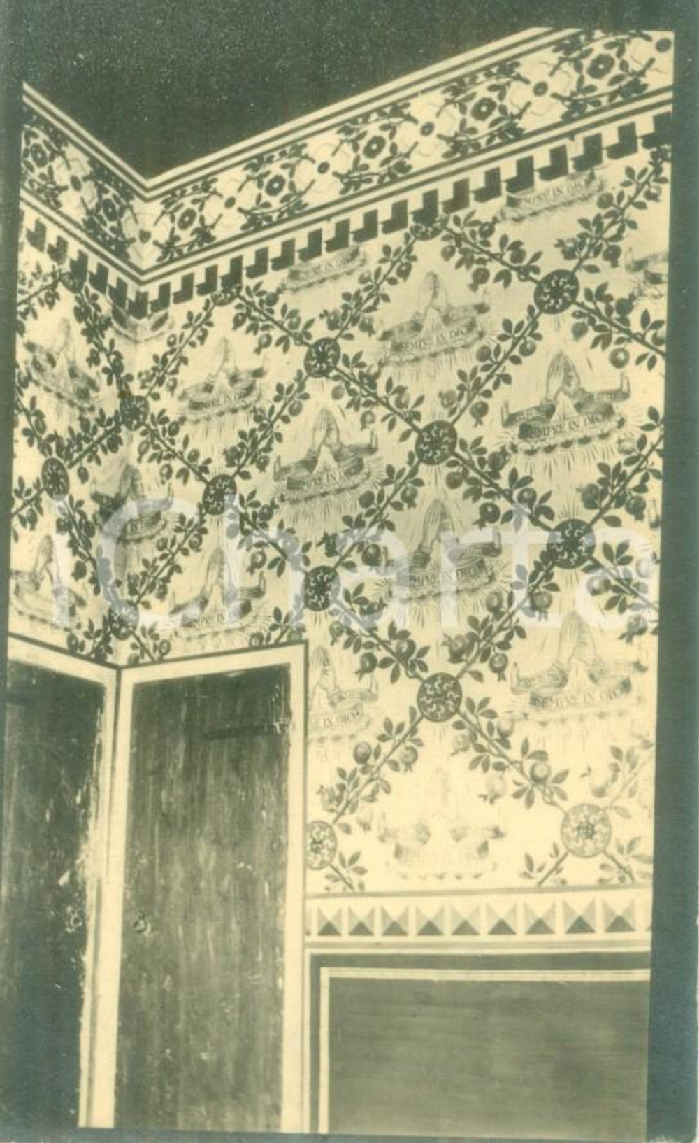 Fotografia d epoca originale 1911 MILANO Interno BICOCCA DEGLI ARCIMBOLDI Affreschi parietali Fotografia 1