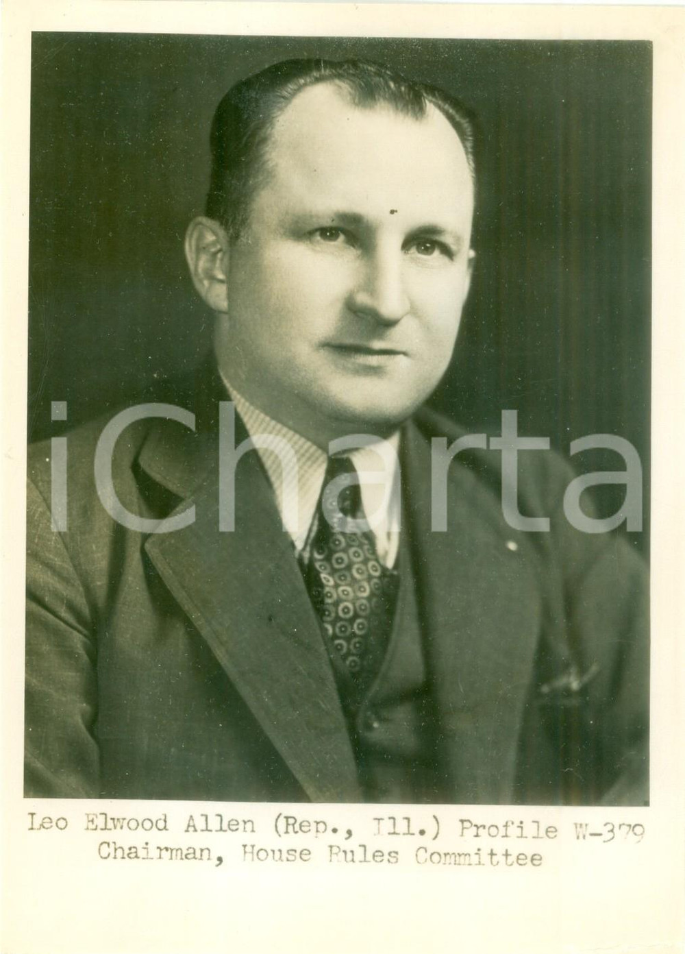 Fotografia d epoca originale 1945 ca USA Leo Elwood ALLEN House Rules Committee Fotografia 1