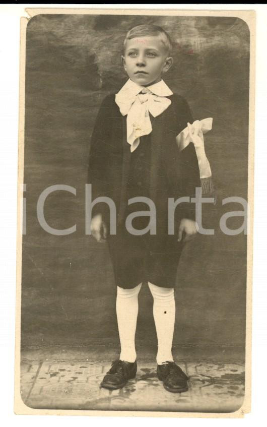 Fotografia d epoca originale 1910 ca AREA LOMBARDA ? Bambino nel giorno della Prima Comunione Foto 6x10 1