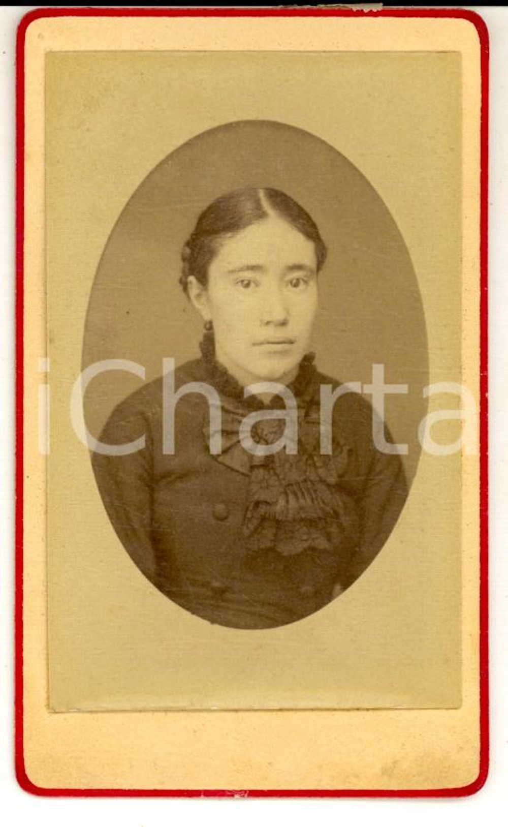 Fotografia d epoca originale 1880 ca PARIS Ritratto di donna con abito nero Foto MIGNON CDV 1