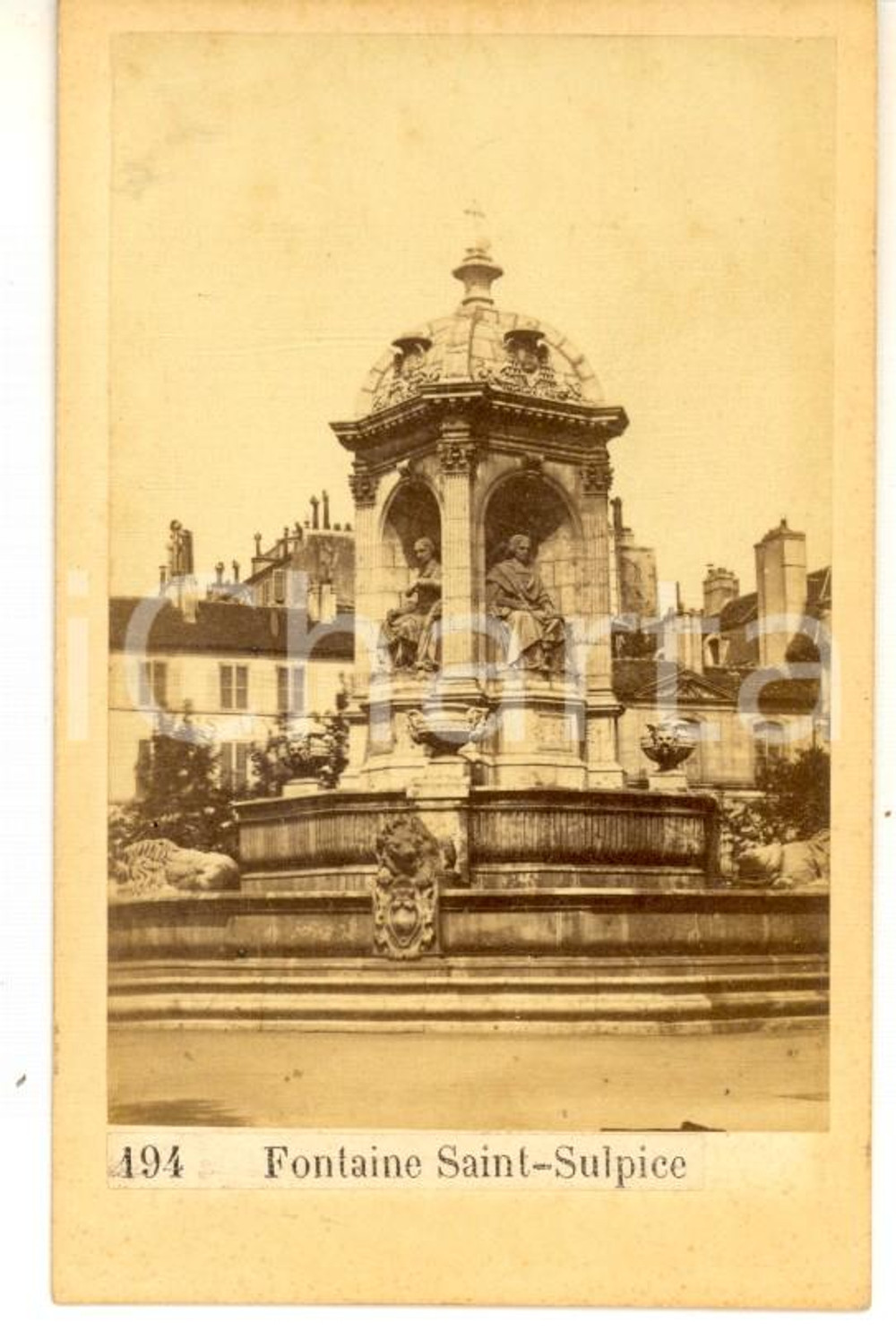 Fotografia d epoca originale 1880 ca PARIS Vue de la Fontaine SAINTSULPICEPhoto Maison MARTINET CDV 1