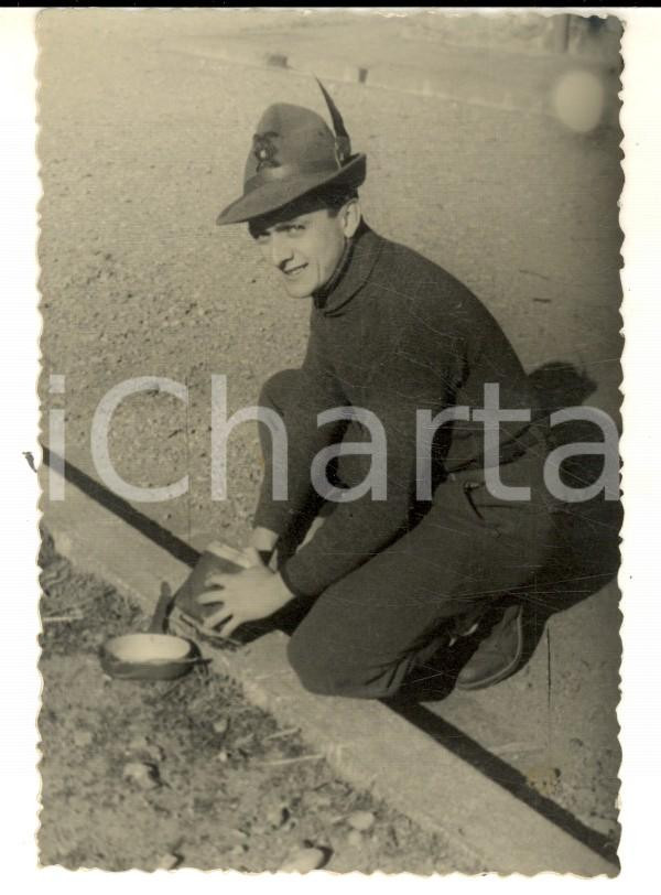 Fotografia d epoca originale 1950 ca ESERCITO ITALIANO Ritratto di alpino del 6Â° Reggimento Foto 6x10 cm 1