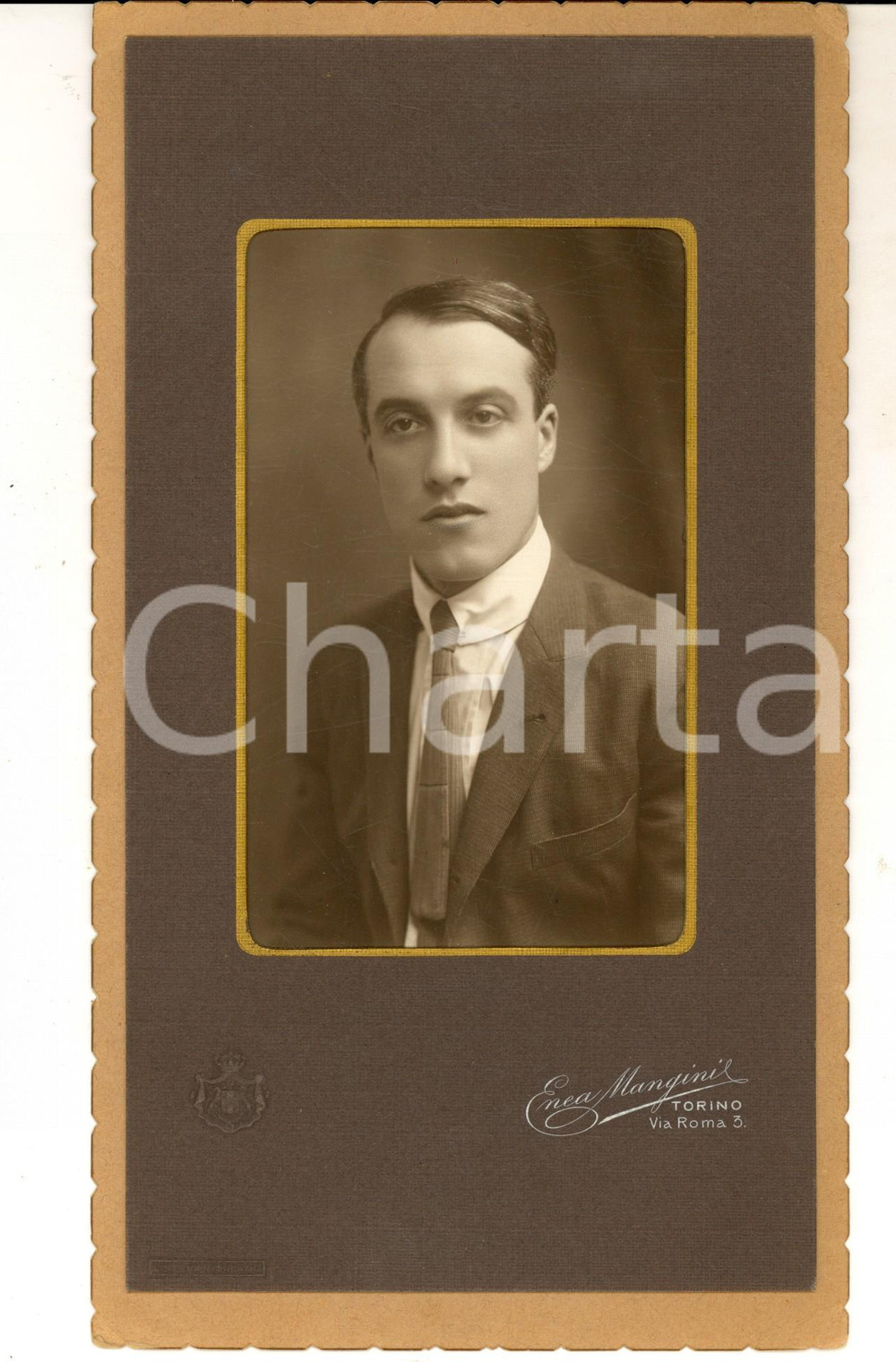 Fotografia d epoca originale 1920 ca TORINO Ritratto di un giovane uomo Foto Enea MANGINI 16x24 cm 1