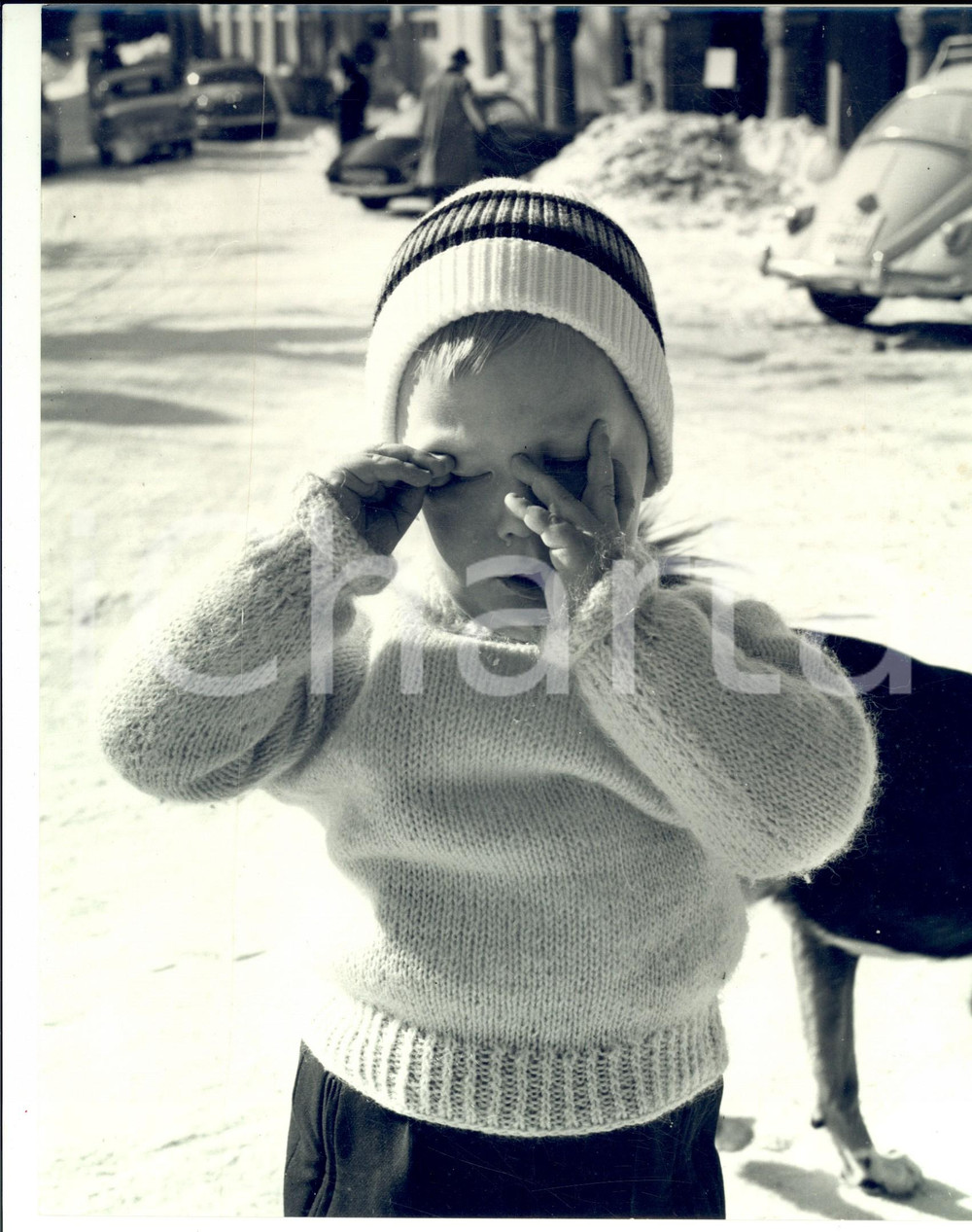 Fotografia d epoca originale 1960 ca SVIZZERA Filippo del BELGIO bambino in montagna Foto DANNEGGIATA 1