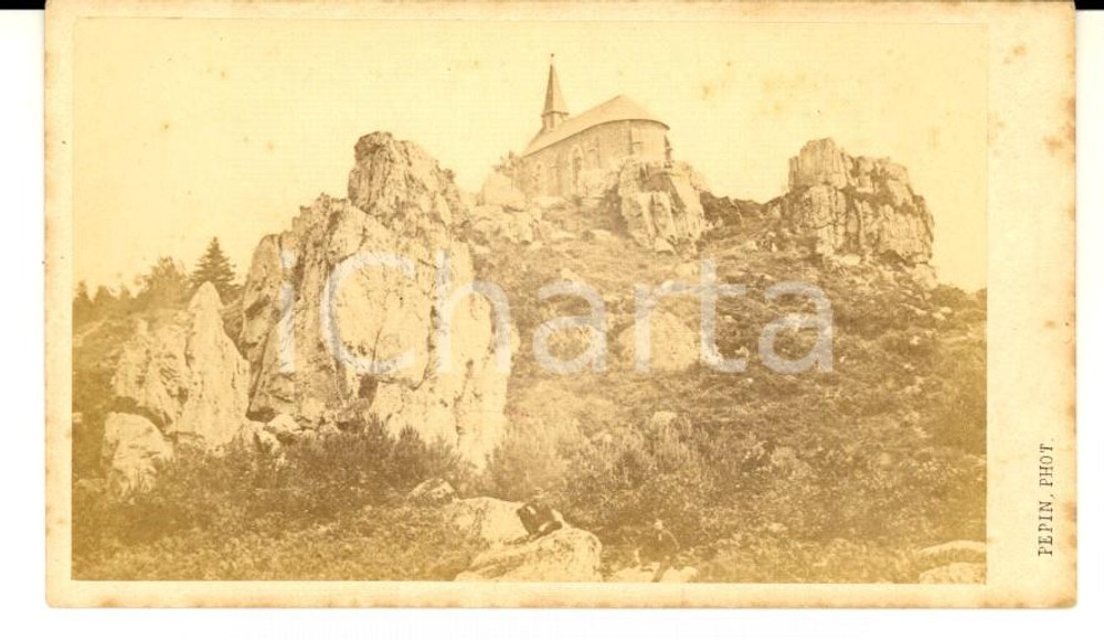 Fotografia d epoca originale 1870 ca MORTAIN FRANCE Vue de la Chapelle SAINT MICHEL Photo PEPIN  LAVAL CDV 1