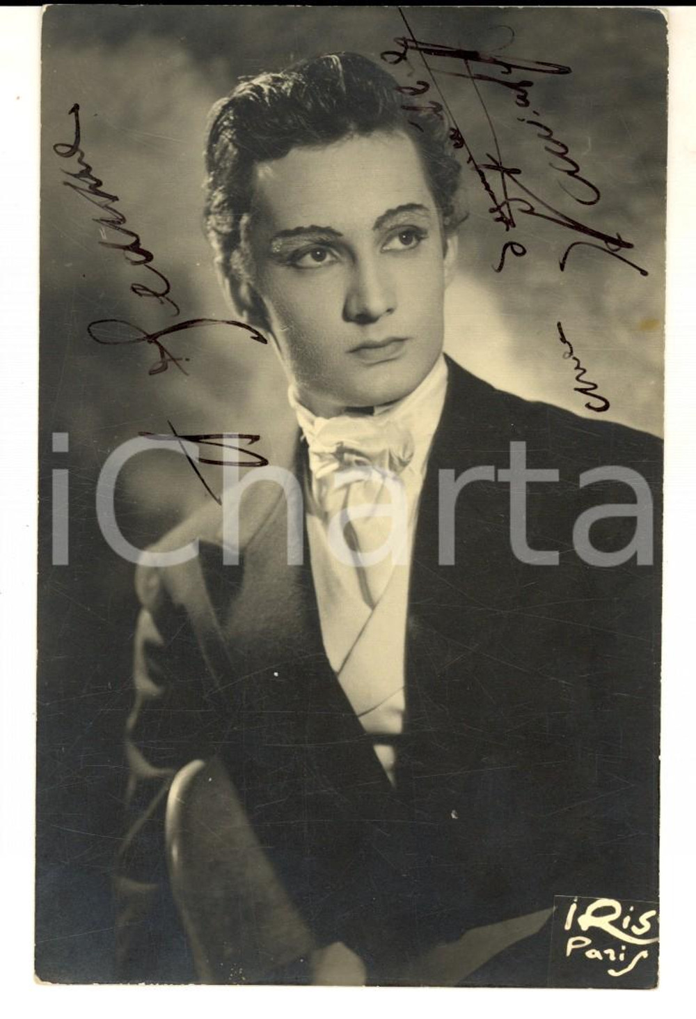 Autografo originale 1960 ca CINEMA FRANCE Portrait d acteur maquillÃ© Photo avec AUTOGRAPHE 9x14 1