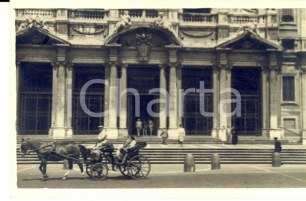 Fotografia d epoca originale 1949 ROMA Chiesa SANTA MARIA MAGGIORE con passaggio di carrozze Foto cartolina 1