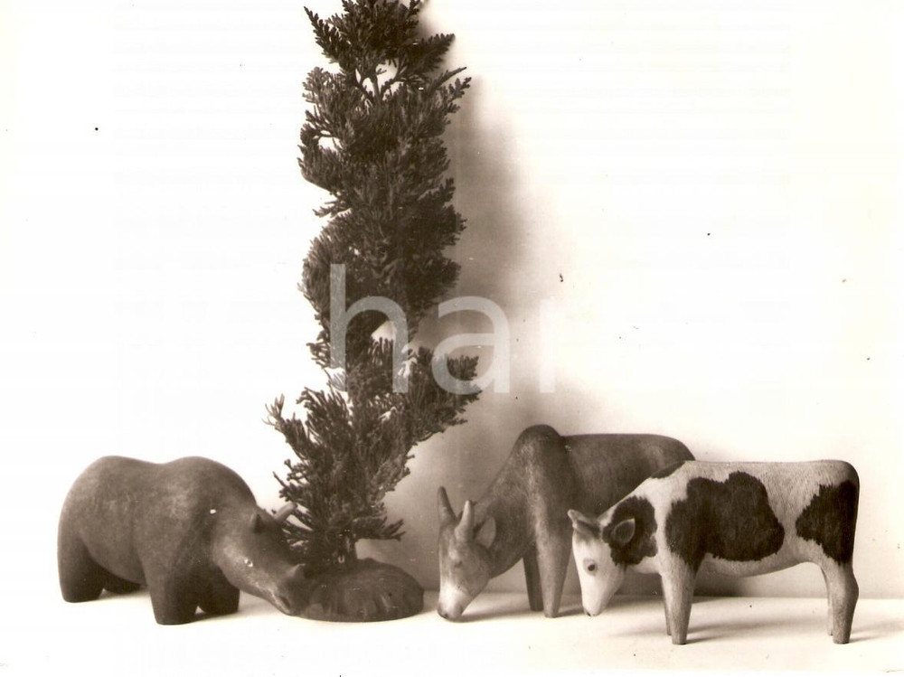 Fotografia d epoca originale 1936 MILANO Mostra del giocattolo  Animali della fattoria in legno Fotografia 1
