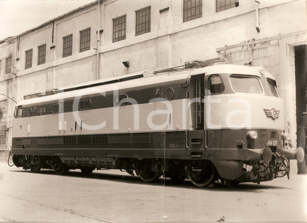 Fotografia d epoca originale 1970 ca FERROVIE STATO Officine SOFER Locomotiva FS E.444.020 Foto DANNEGGIATA 1
