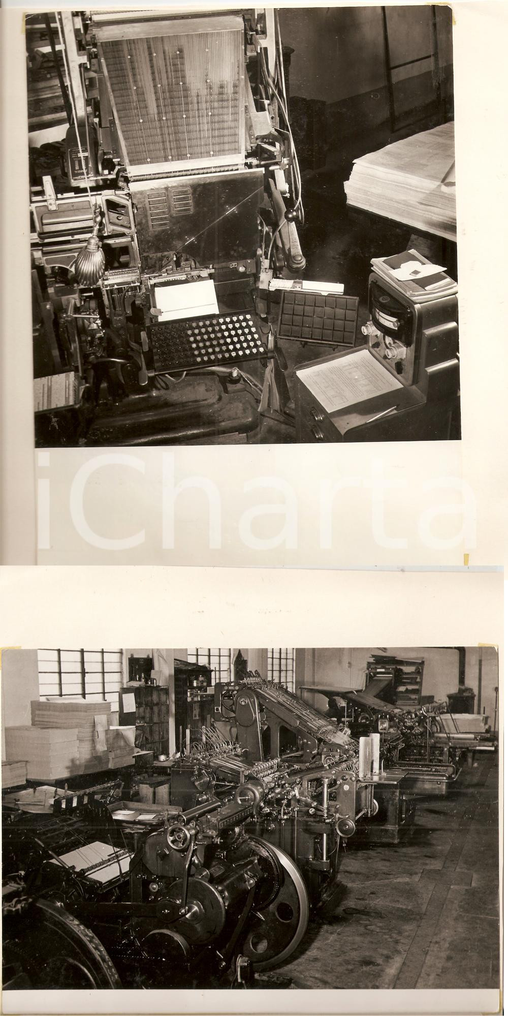 Fotografia d epoca originale 1969 PAVIA Tipografia Mario PONZIO Linotype e macchine tipografiche FRONTE RETRO 1