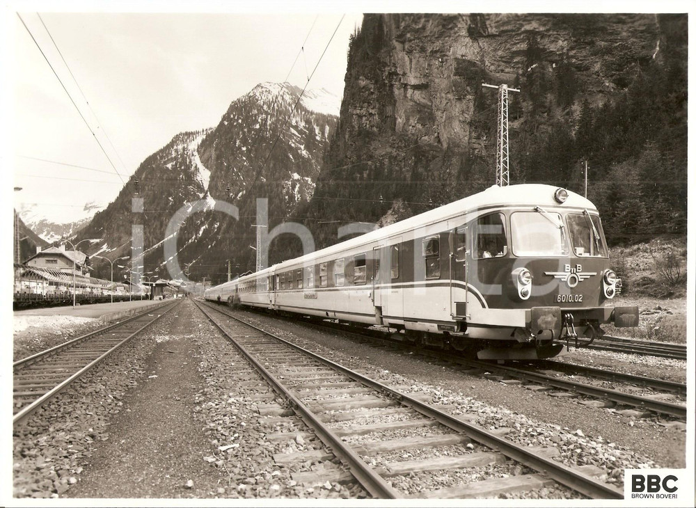 Fotografia d epoca originale 1975 ca BOCKSTEIN AUSTRIA Treno 6010.02 BBC Brown Boveri Company Foto 23x16 1