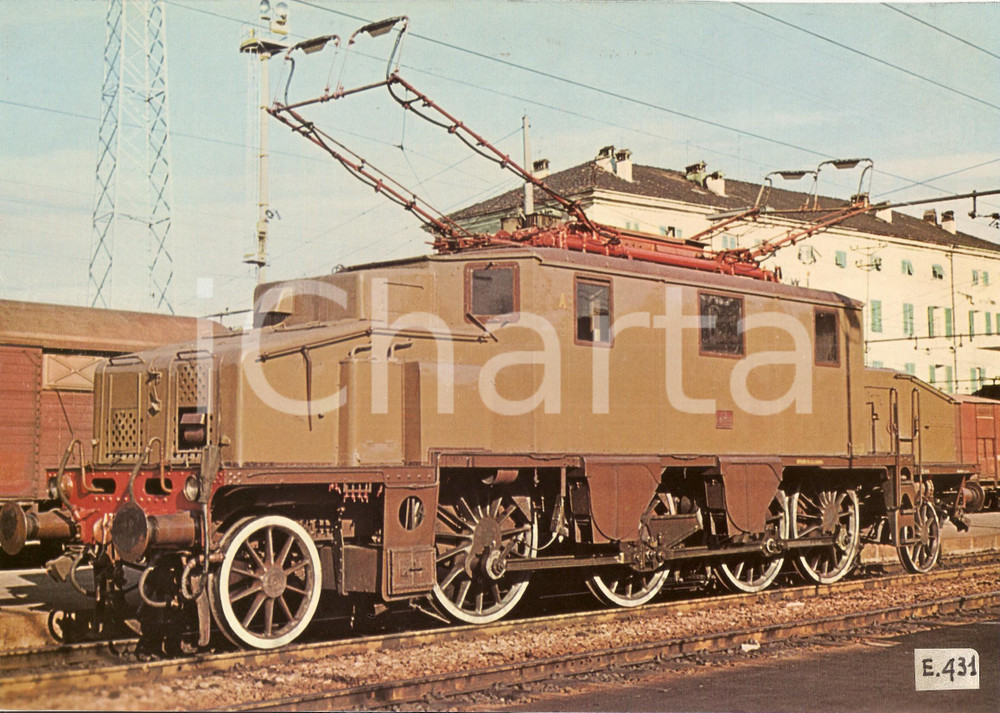 Fotografia d epoca originale 1975 ca FERROVIE STATO Locomotiva FS E.431 Foto seriale 29x21 1