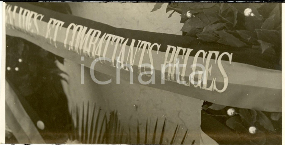 Fotografia d epoca originale 1936 ROMA Corona d alloro deposta da delegazione del BELGIO tomba Milite Ignoto 1