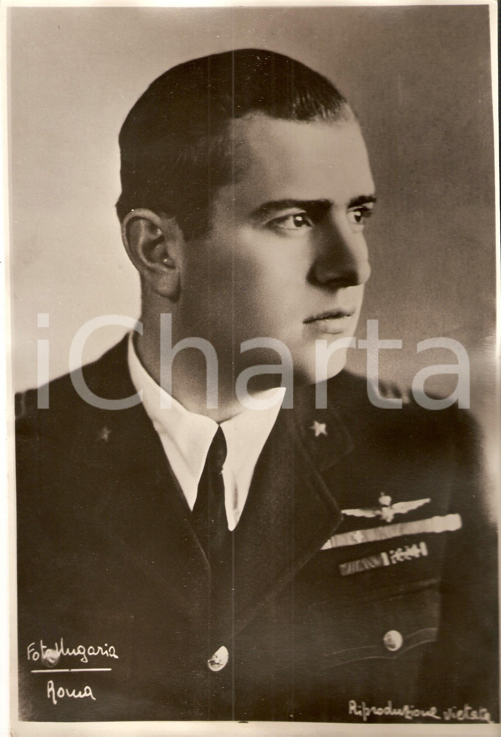 Fotografia d epoca originale 1941 ROMA Ritratto di Bruno MUSSOLINI in divisa da aviatore Fotografia 1 1
