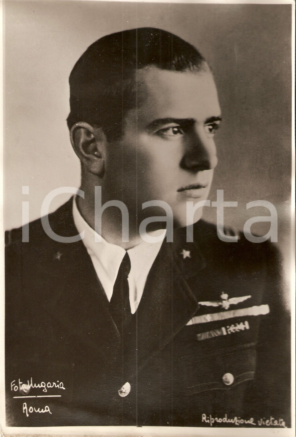 Fotografia d epoca originale 1941 ROMA Ritratto di Bruno MUSSOLINI in divisa da aviatore Fotografia 2 1
