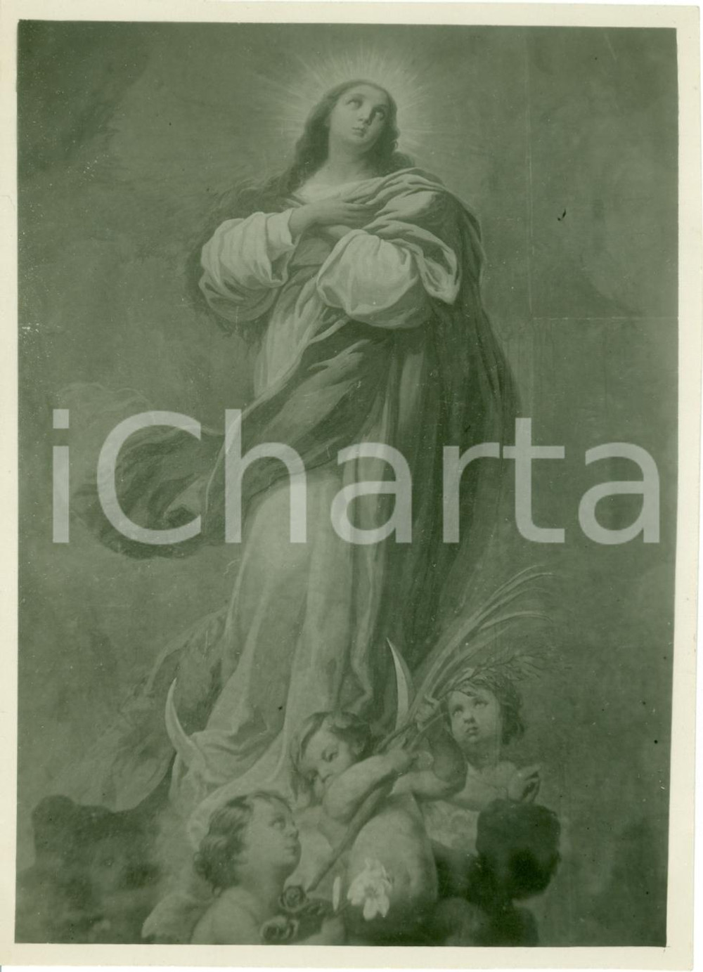 Fotografia d epoca originale 1925 ca VATICANO Mosaico Immacolata Concezione per UniversitÃ  WASHINGTON Foto 1