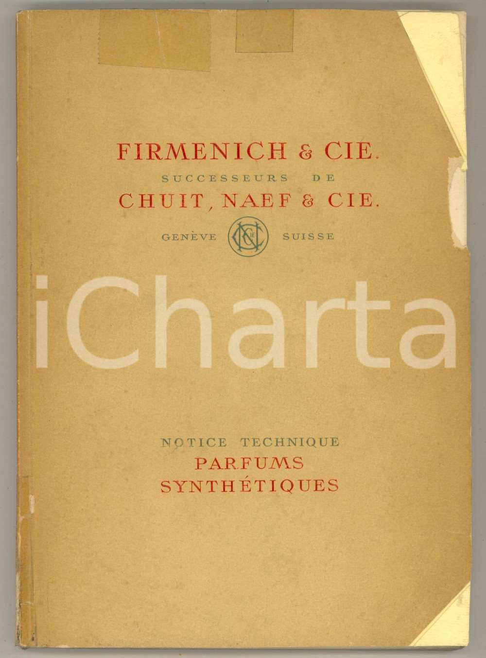 Libro, pubblicazione d epoca 1948 GENEVE SUISSE  FERMENICH & Cie  Notice technique parfums synthÃ©tiques 1