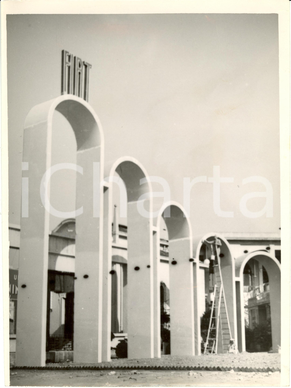 Fotografia d epoca originale 1935 MILANO Fiera Campionaria  Lavori di preparazione  Padiglione FIAT Foto 1