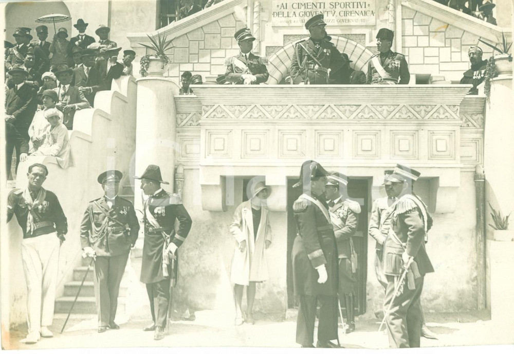 Fotografia d epoca originale 1930 BENGASI LIBIA Palco autoritÃ  per leva fascista allo Stadio Fotografia 1