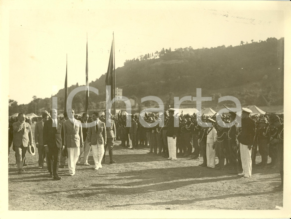Fotografia d epoca originale 1931 ROMA Giovanni GIURIATI visita campeggio Avanguardisti Capi Centuria Foto 1