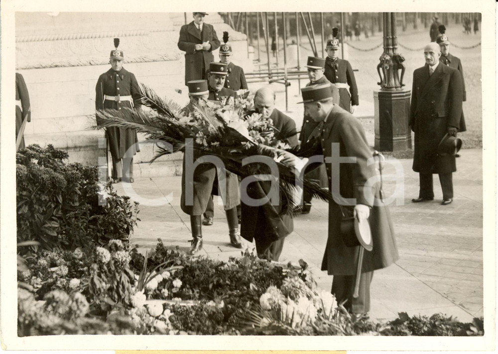 Fotografia d epoca originale 1938 PARIS F Edouard DALADIER depone corona al Milite Ignoto Fotografia 1
