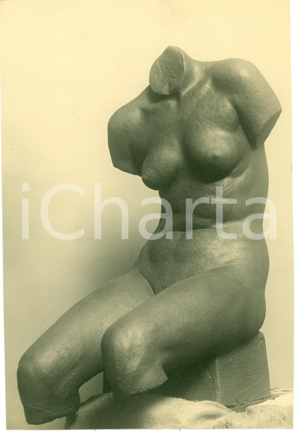 Fotografia d epoca originale 1935 scultura di GIOVANNI PRINI Torso di donna, foto 1