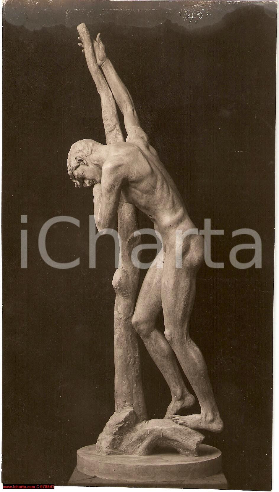 Fotografia d epoca originale 1934 Verona Scultura Vedetta lombarda di Franco GIRELLI 1