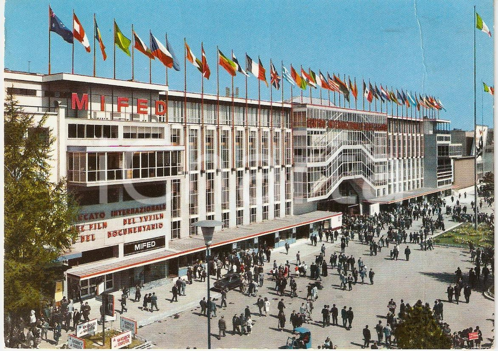 Cartolina originale da collezione 1963 MILANO Fiera MIFED Palazzo delle Nazioni Panoramica Cartolina ANIMATA FG NV 1
