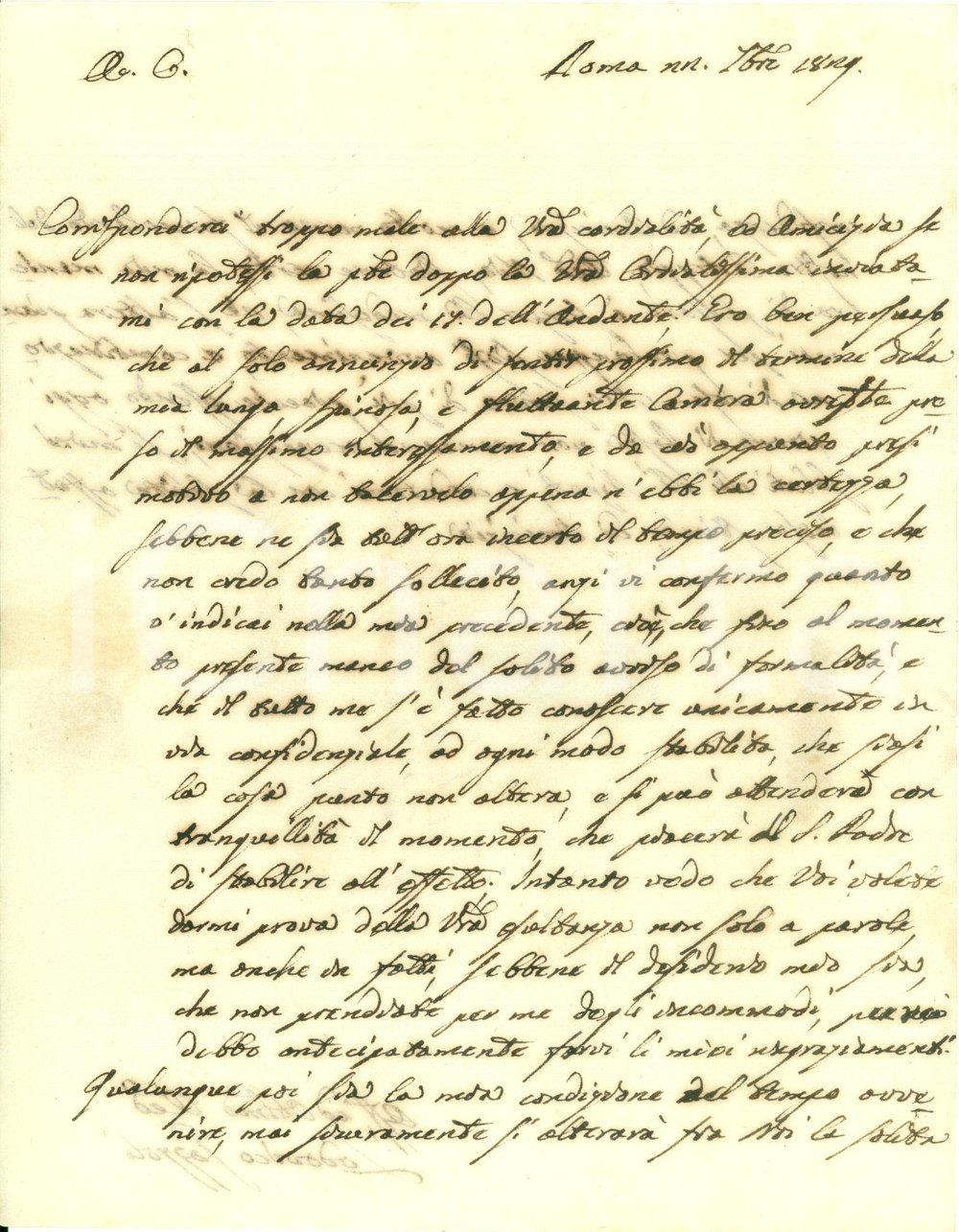 Autografo originale 1829 ROMA Spinosa carriera Monsignor Lodovico GAZZOLI Lettera AUTOGRAFA 1