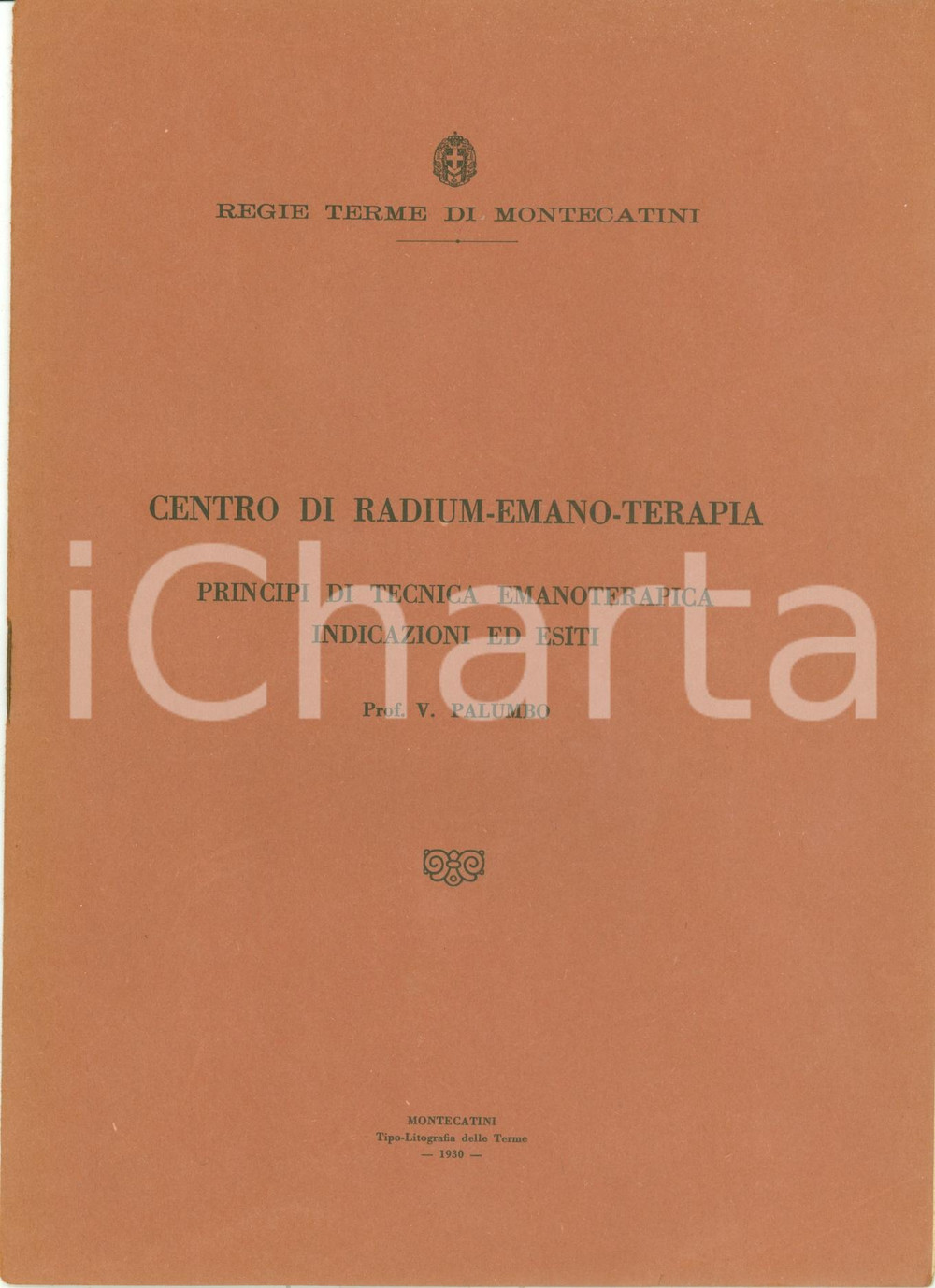 Libro, pubblicazione d epoca 1930 MONTECATINI TERME  Vincenzo PALUMBO Centro radiumemanoterapia ILLUSTRATO 1