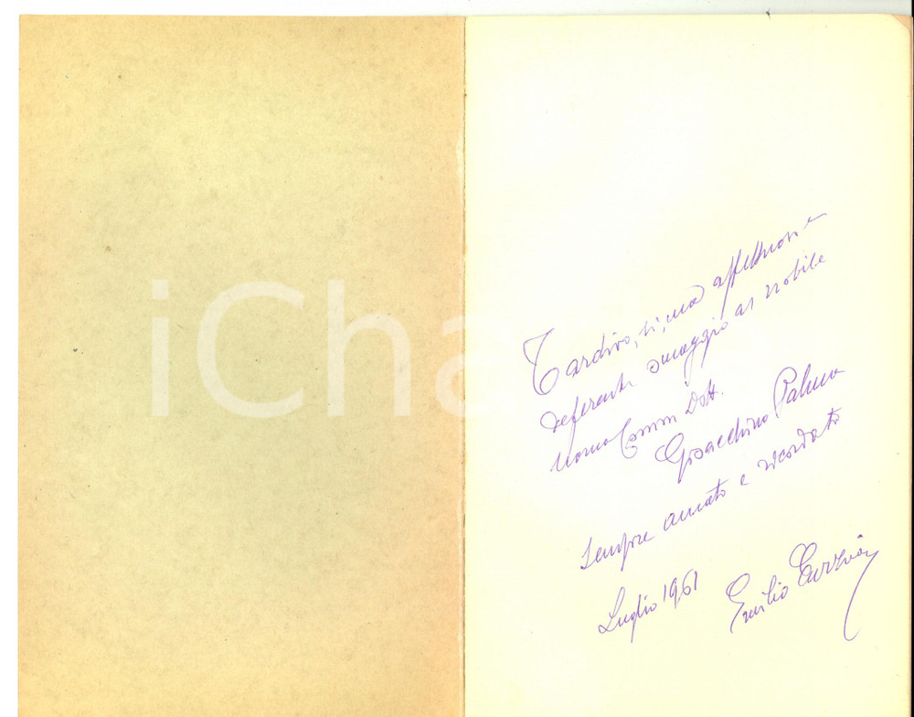 Libro, pubblicazione d epoca 1959 NAPOLI Emilio CURZIO La vicenda del fiume Autografo  ed. fuori commercio 1