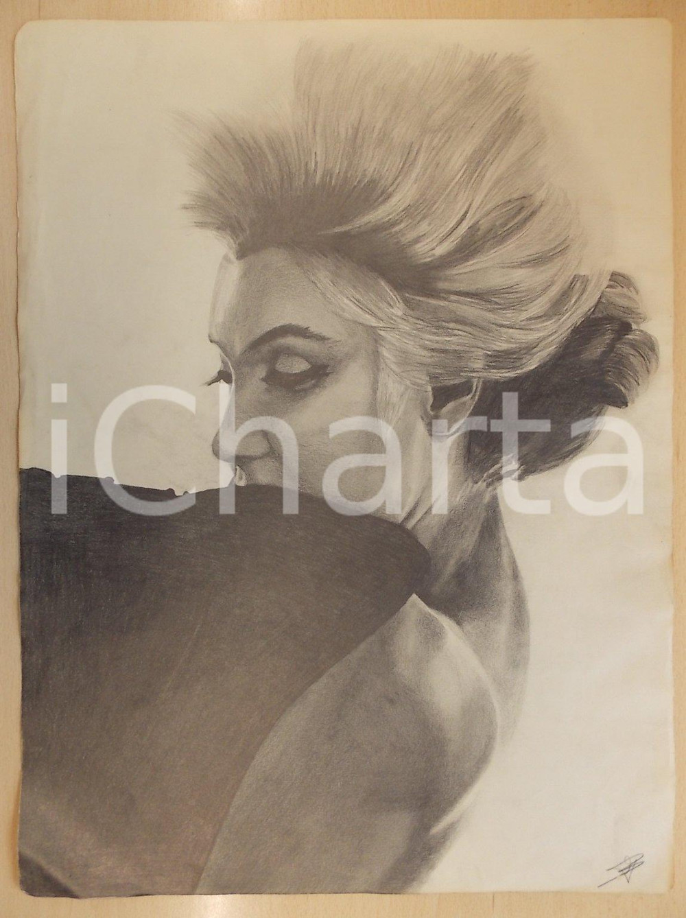 Stampa, bozzetto originale 1960 ca ARTE DI STRADA Giovane attrice si spoglia Disegno a matita 37x50 1