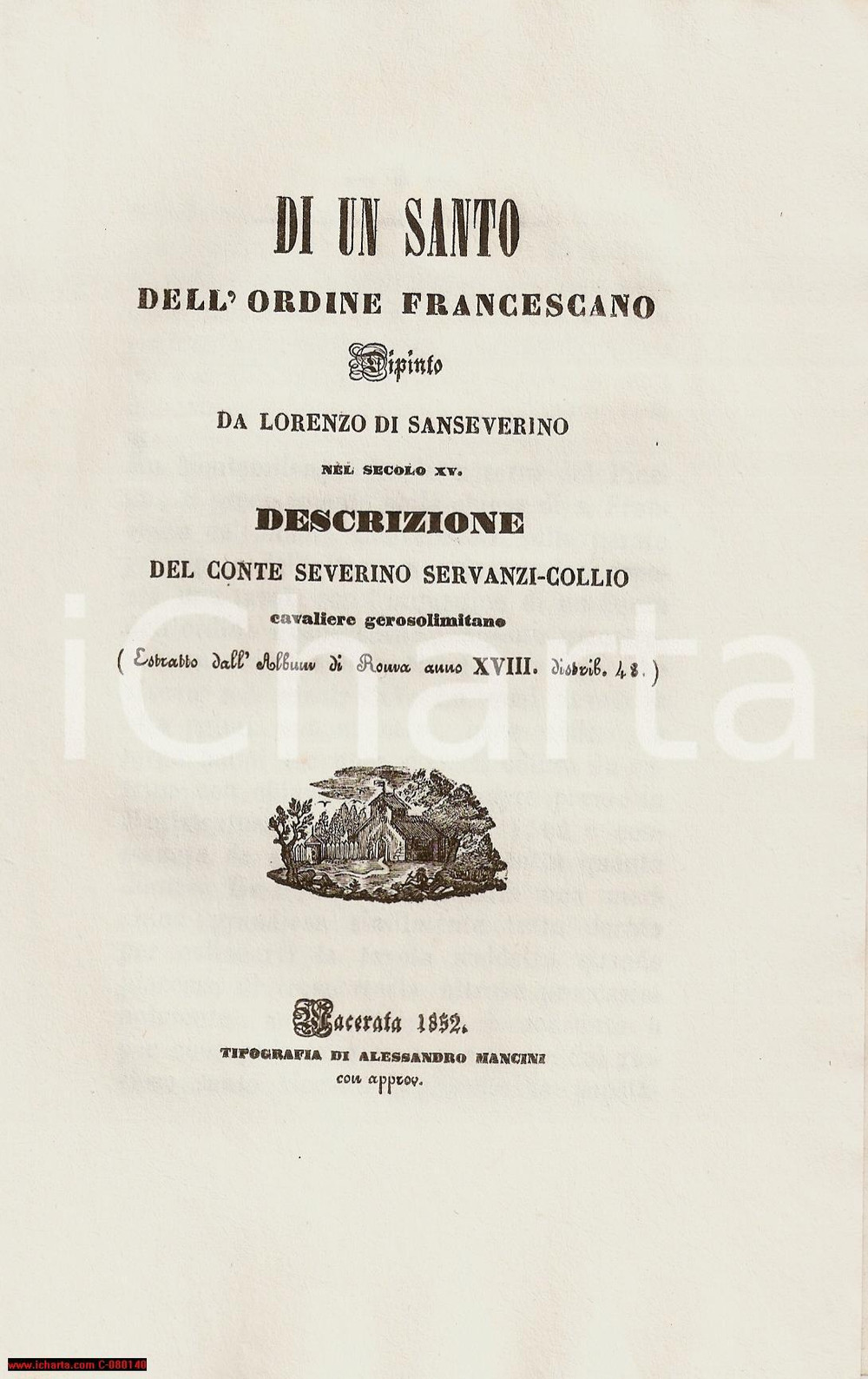 Libro, pubblicazione d epoca 1852 MONTEMILIONE PZ Dipinto di Lorenzo da SAN SEVERINO 1 1