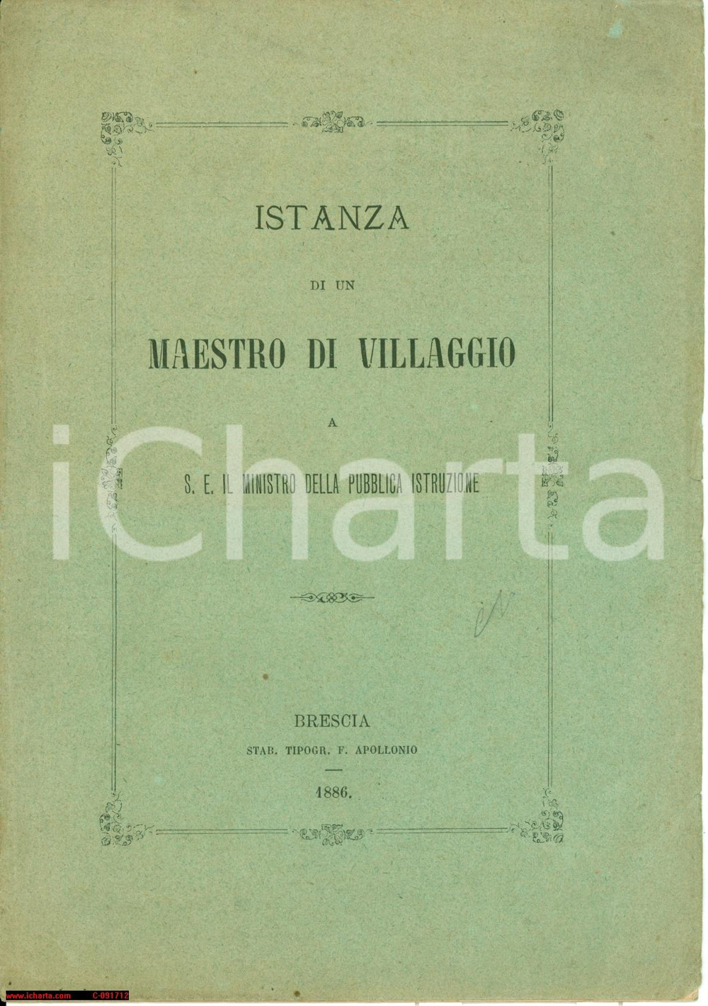 Libro, pubblicazione d epoca 1886 Prosdocimo MALANDA Duro lavoro fare l insegnante  Libretto 1