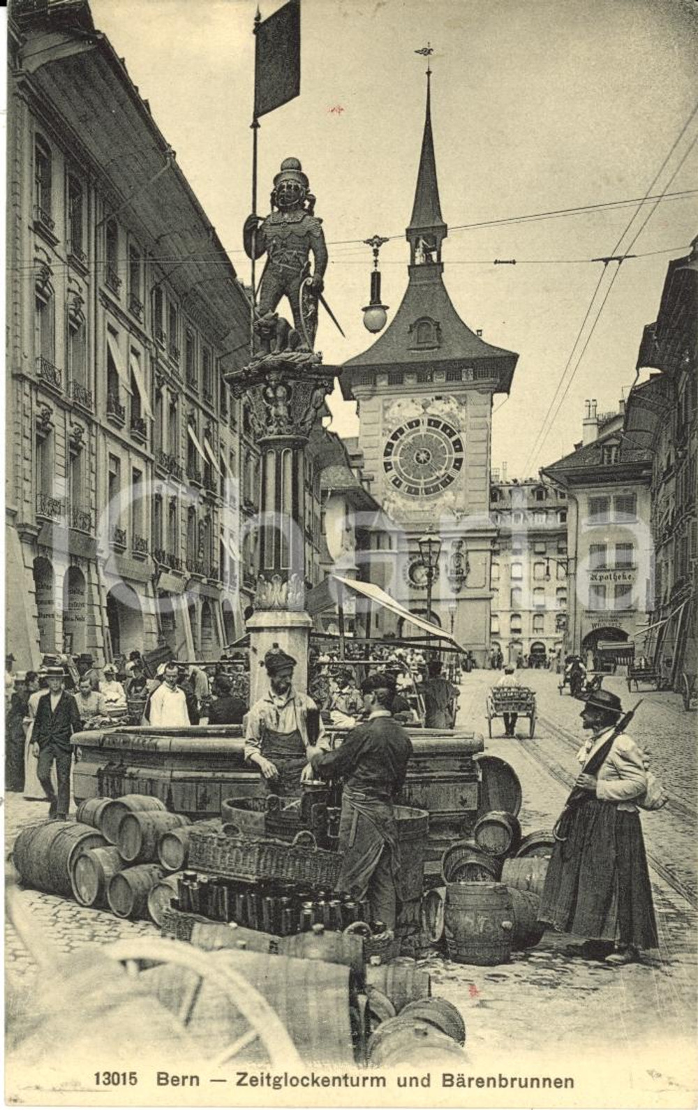 Cartolina originale da collezione 1911 BERN CH Zeitglockenturm und BÃ¤renbrunnen ANIMATA 1