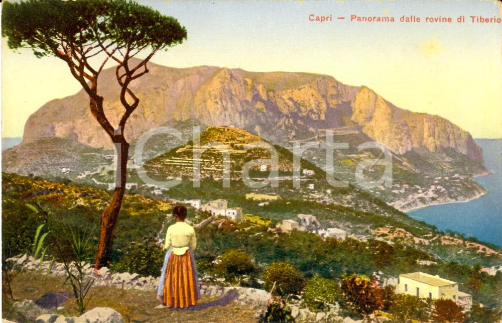 Cartolina originale da collezione 1940 circa CAPRI Panorama dalle rovine di TIBERIO FP NV 1
