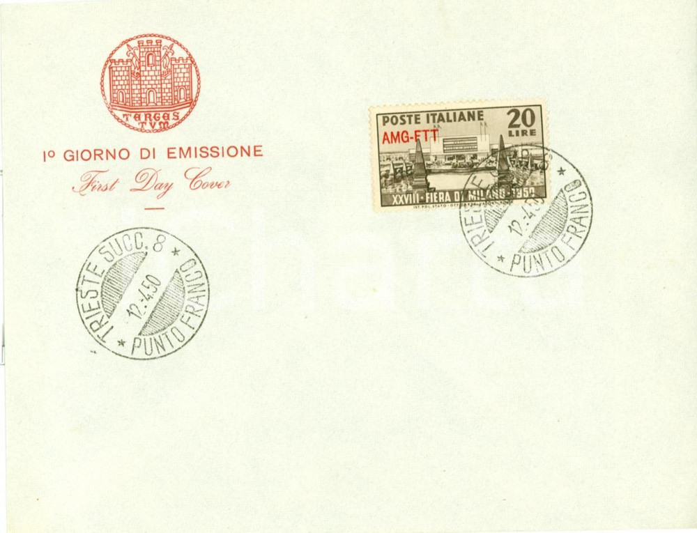 Oggetto da collezione cartaceo 1950 MILANO Busta primo giorno per FIERA Bollo AMGFTT 1