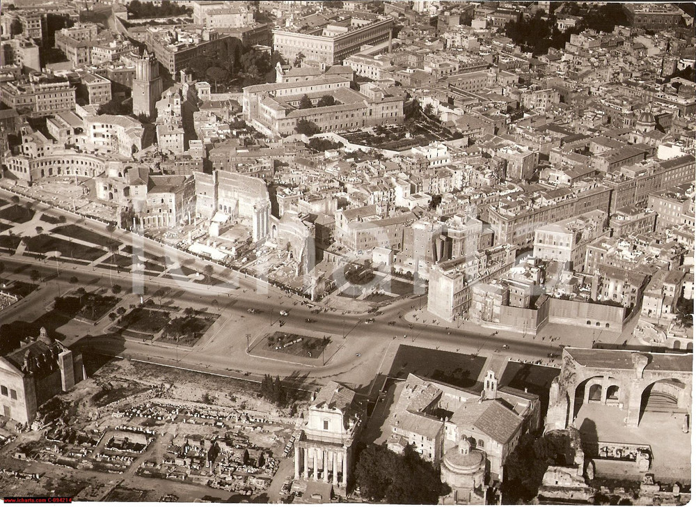 Fotografia d epoca originale 1935 Roma veduta generale Via Impero Foto urbanistica 1
