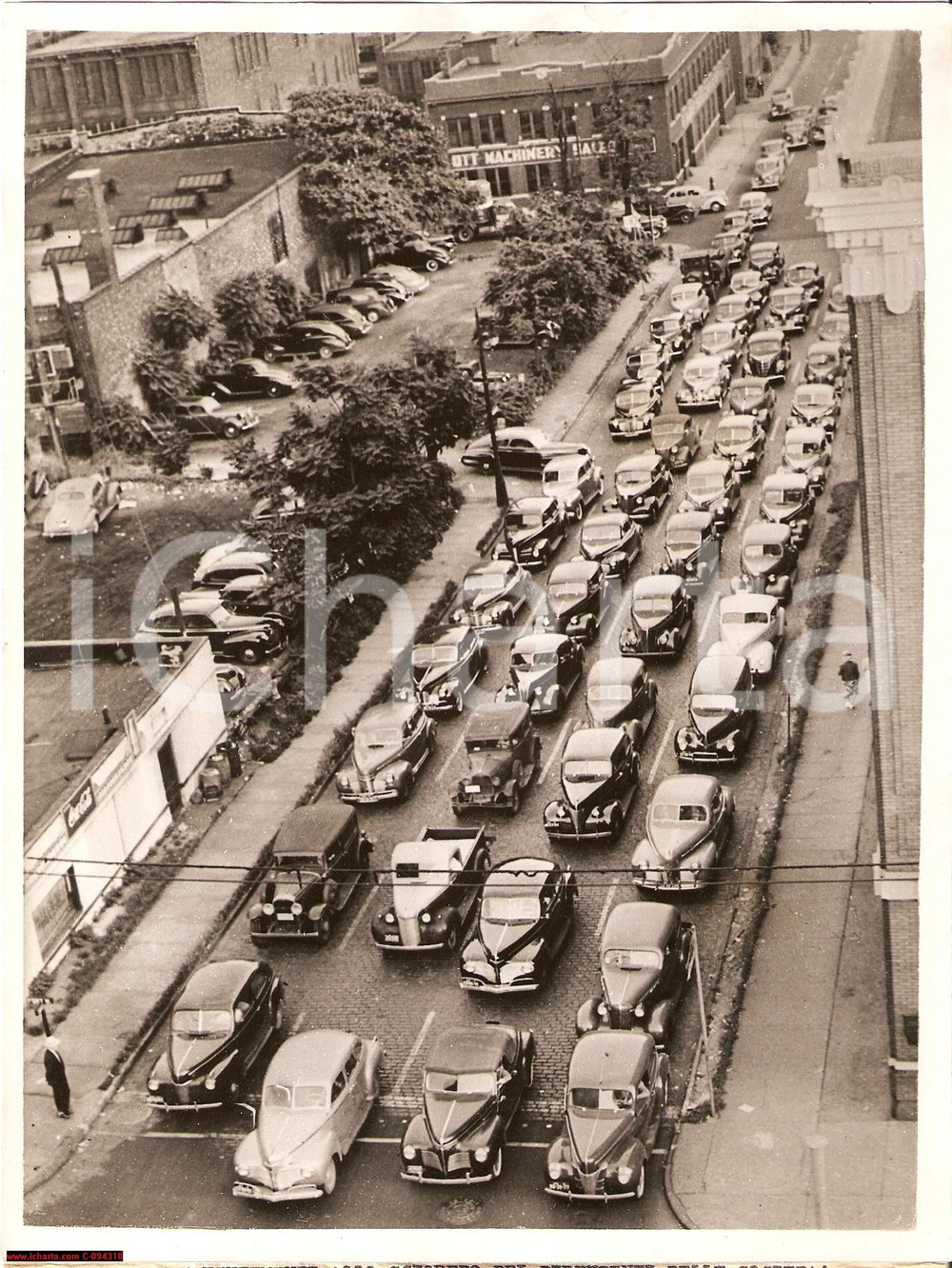 Fotografia d epoca originale 1941 DETROIT USA Ingorghi stradali per lo sciopero degli autobus Fotografia 1