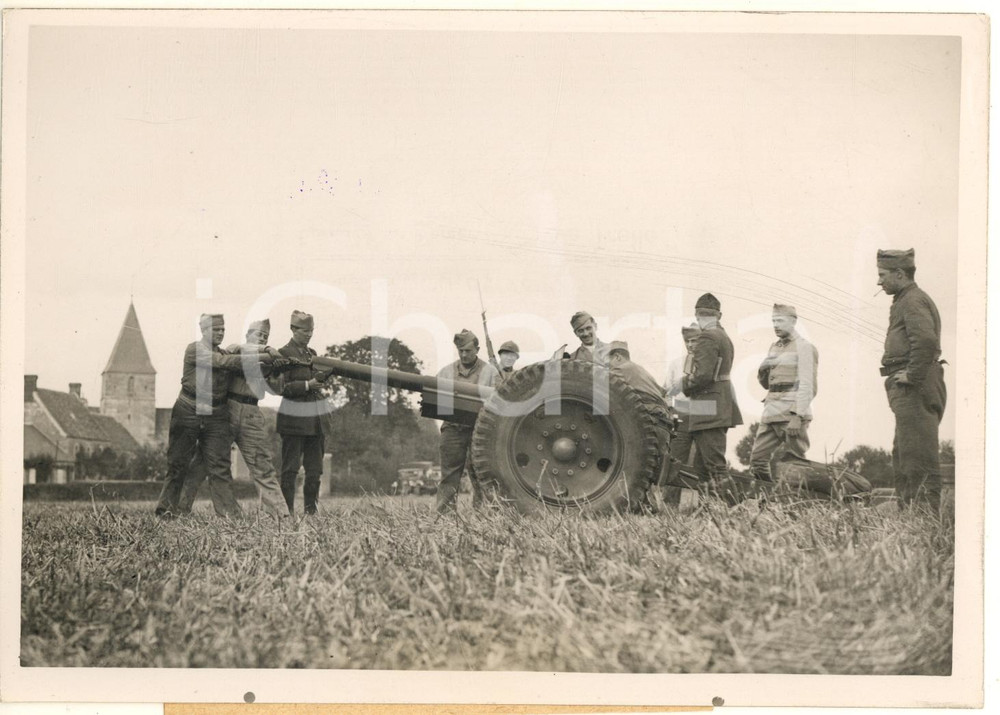 Fotografia d epoca originale 1937 ALENÇON FRANCE Grandi Manovre  Artiglieria con cannone Foto DANNEGGIATA 1