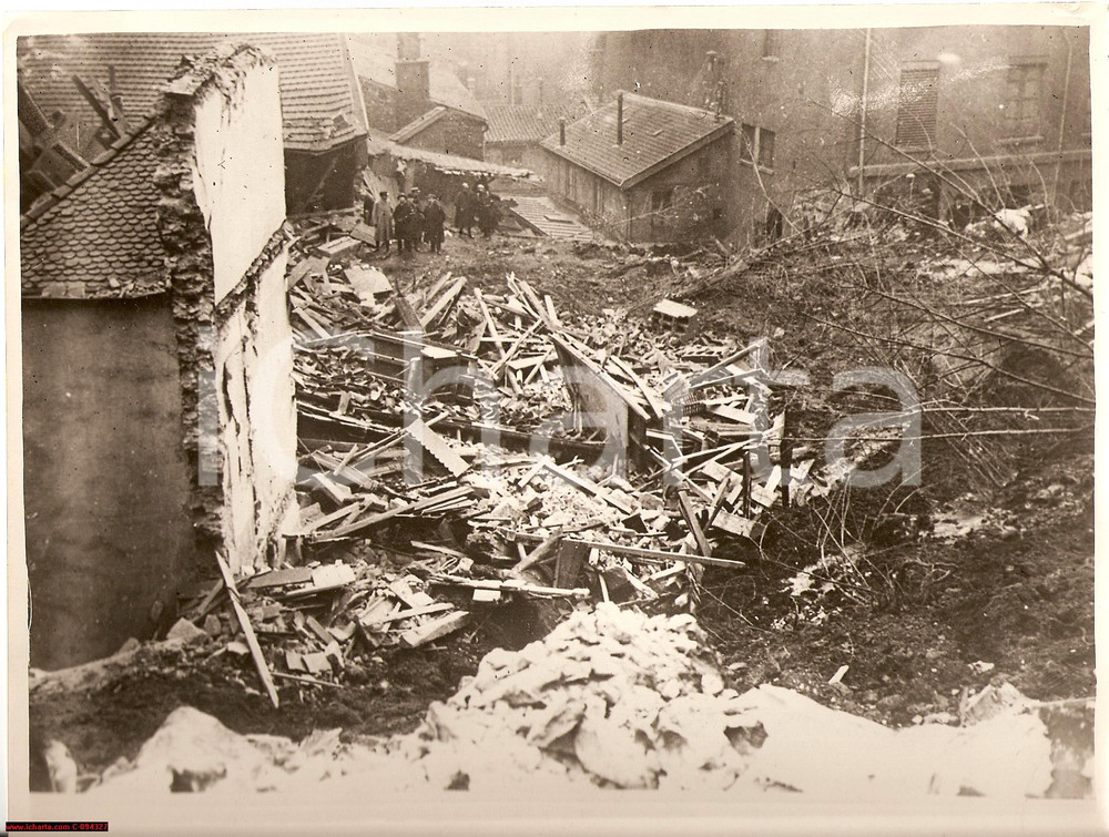 Fotografia d epoca originale 1930 LYON Catastrofe di Fourvière  Quartiere distrutto dalla frana Foto 1