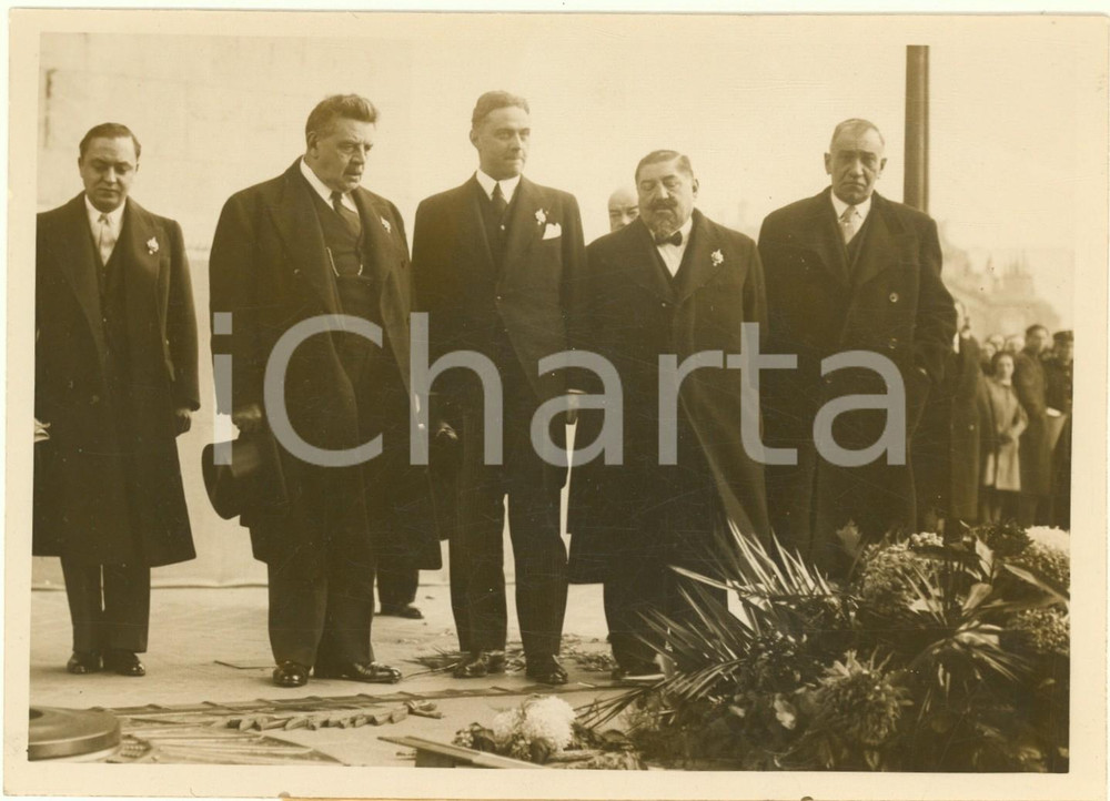 Fotografia d epoca originale 1937 PARIS Edouard HERRIOT et Chambre des Députés au Soldat Inconnu Photo 1
