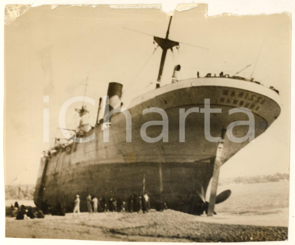 Fotografia d epoca originale 1937 ANTALYA TURKEY  Shipwreck German MANISSA ship RARE DAMAGED photo 1