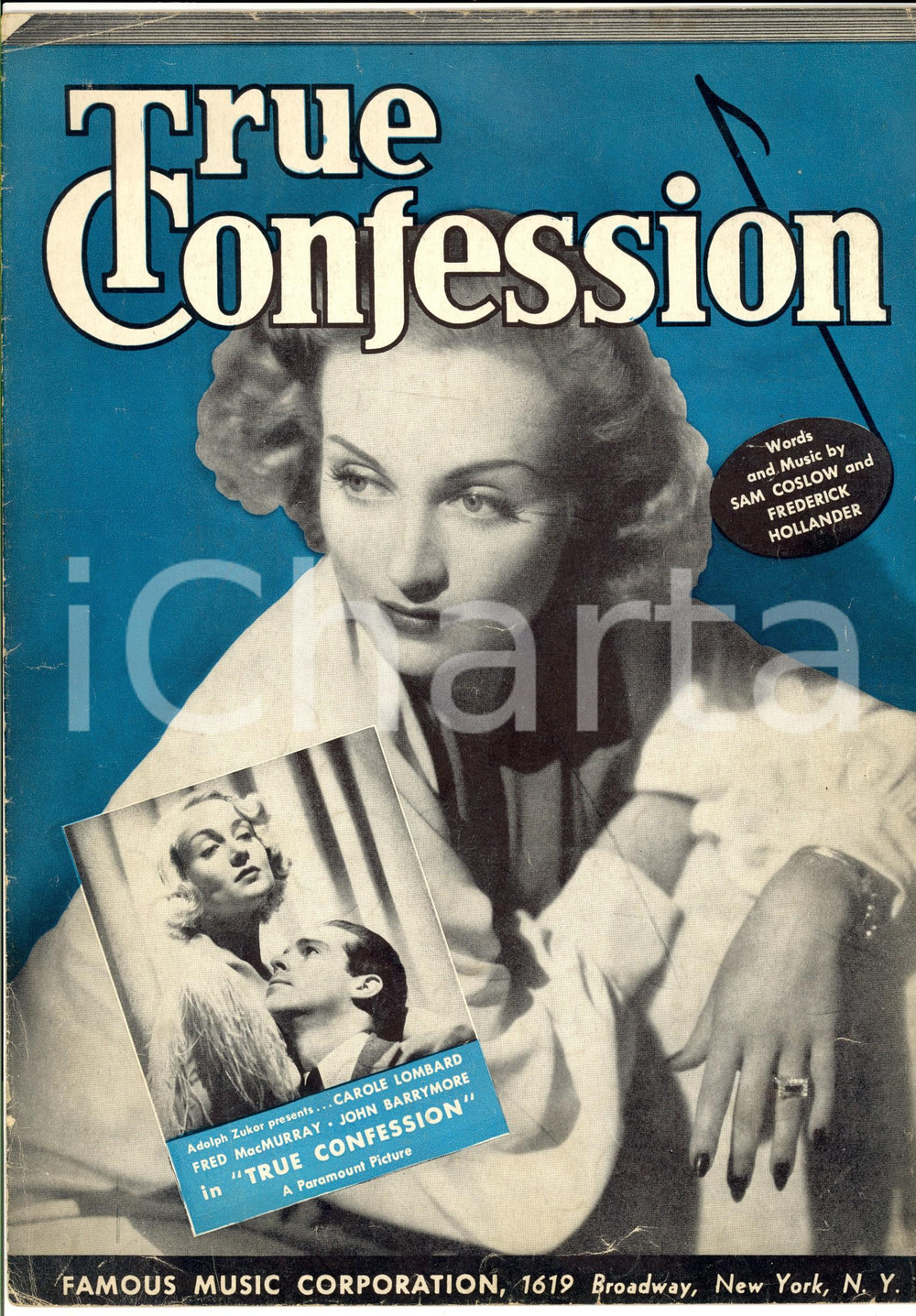 Oggetto da collezione cartaceo 1937 Sam COSLOW Frederick HOLLANDER True confession Spartito Famous Music Corp. 1