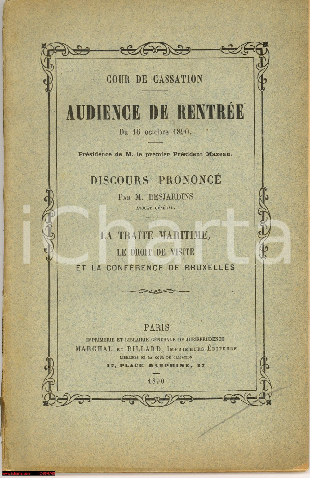 Libro, pubblicazione d epoca 1890 Maurice DESJARDINS La traite maritime SLAVERY 1