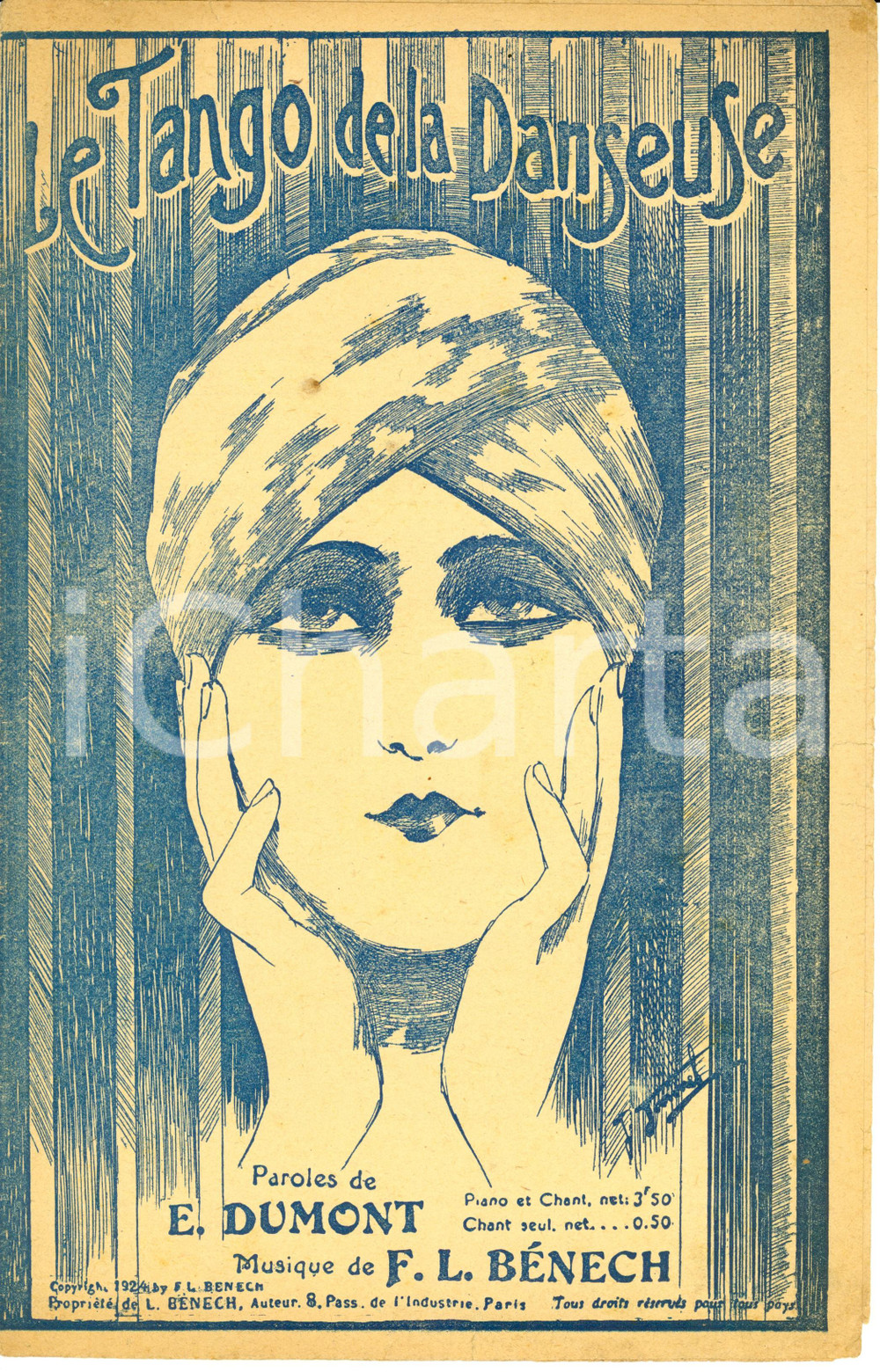Oggetto da collezione cartaceo 1924 E. DUMONT F. Louis BENECH Le tango de la danseuse Spartito 1