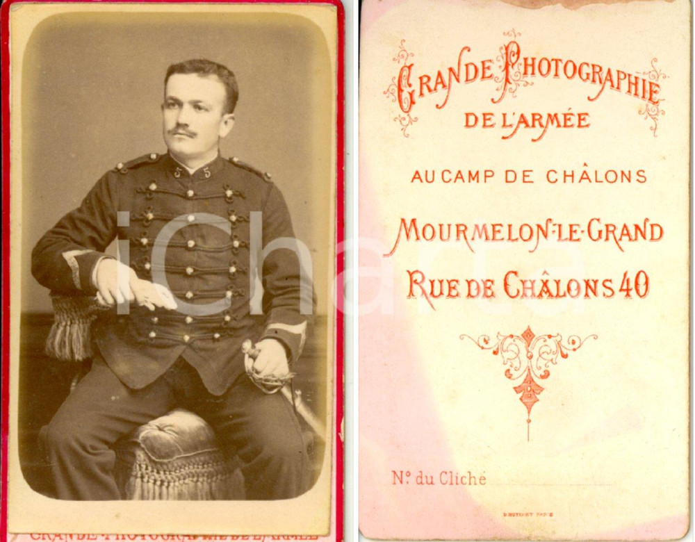 Fotografia d epoca originale 1890 MOURMELONLEGRAND F Portait de soldat du 5e Infanterie Photo 1