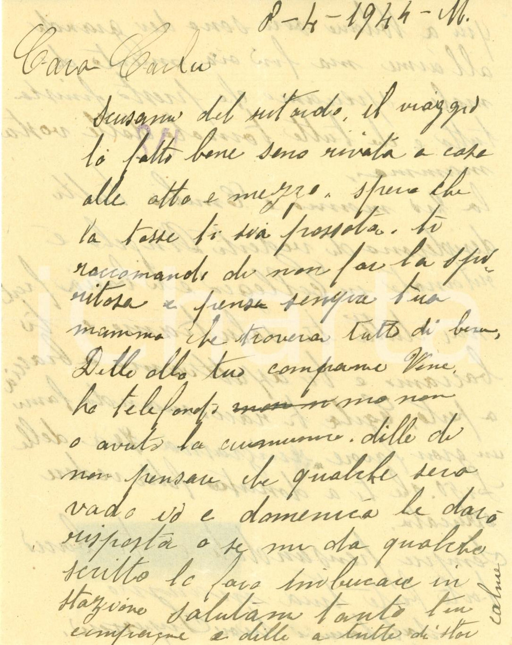 Manoscritto, lettera originale 1944 MILANO RSI Speriamo che presto finisca tutto Ausiliaria Carla SILVA Lettera 1