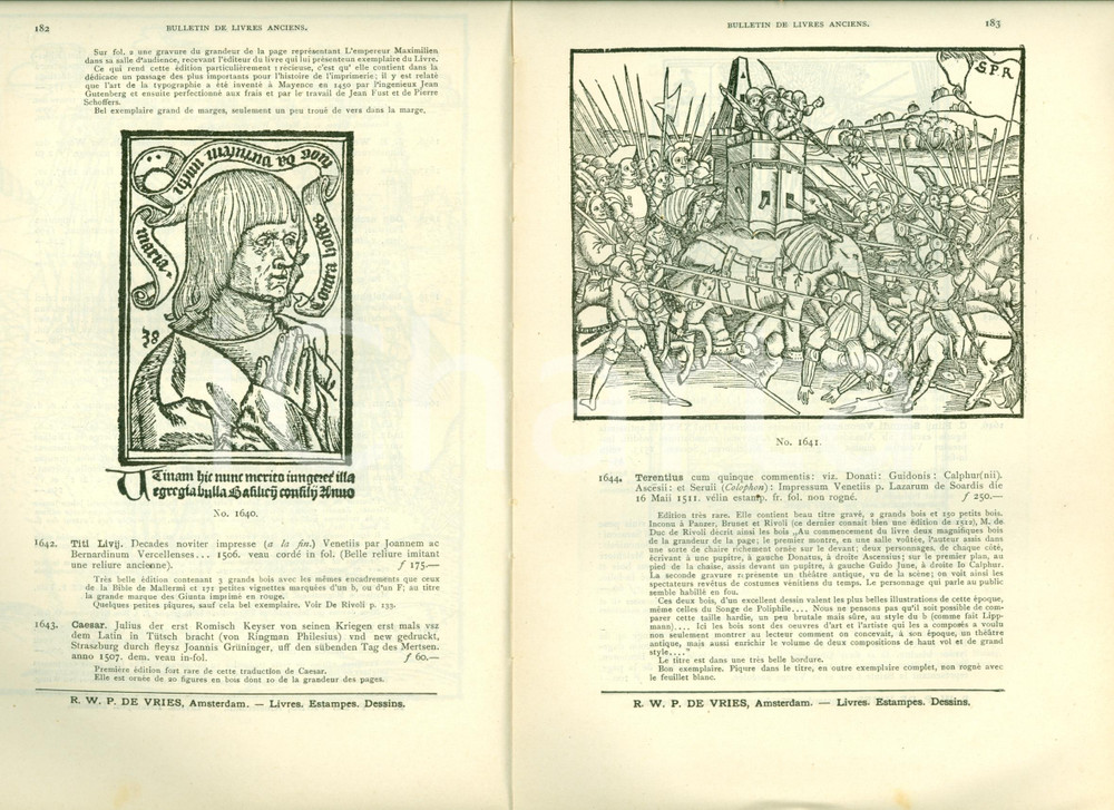Libro, pubblicazione d epoca 1911 AMSTERDAM NE Libreria antiquaria DE VRIES Catalogue livres dessins 1