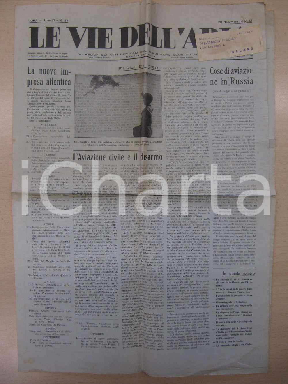 Giornale, rivista storica 1932 VIE ARIA Attacchi aerei ai grattacieli NEW YORK 11 settembre ante litteram 1
